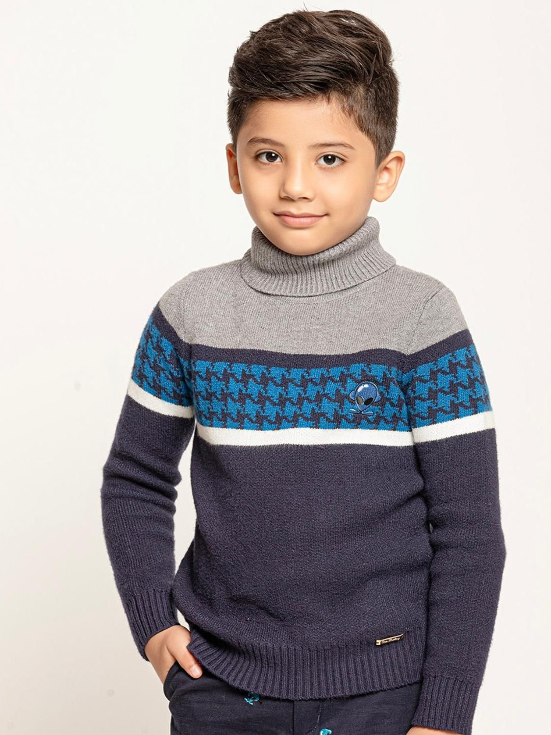 

One Friday Boys Striped Sweater Vest, Navy blue
