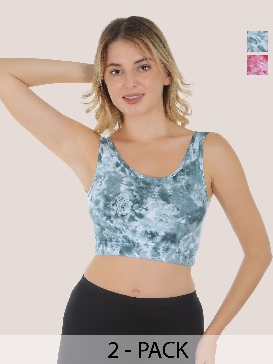 

POOJA RAGENEE Women's Abstract Printed Full Coverage Workout Bra, Pink