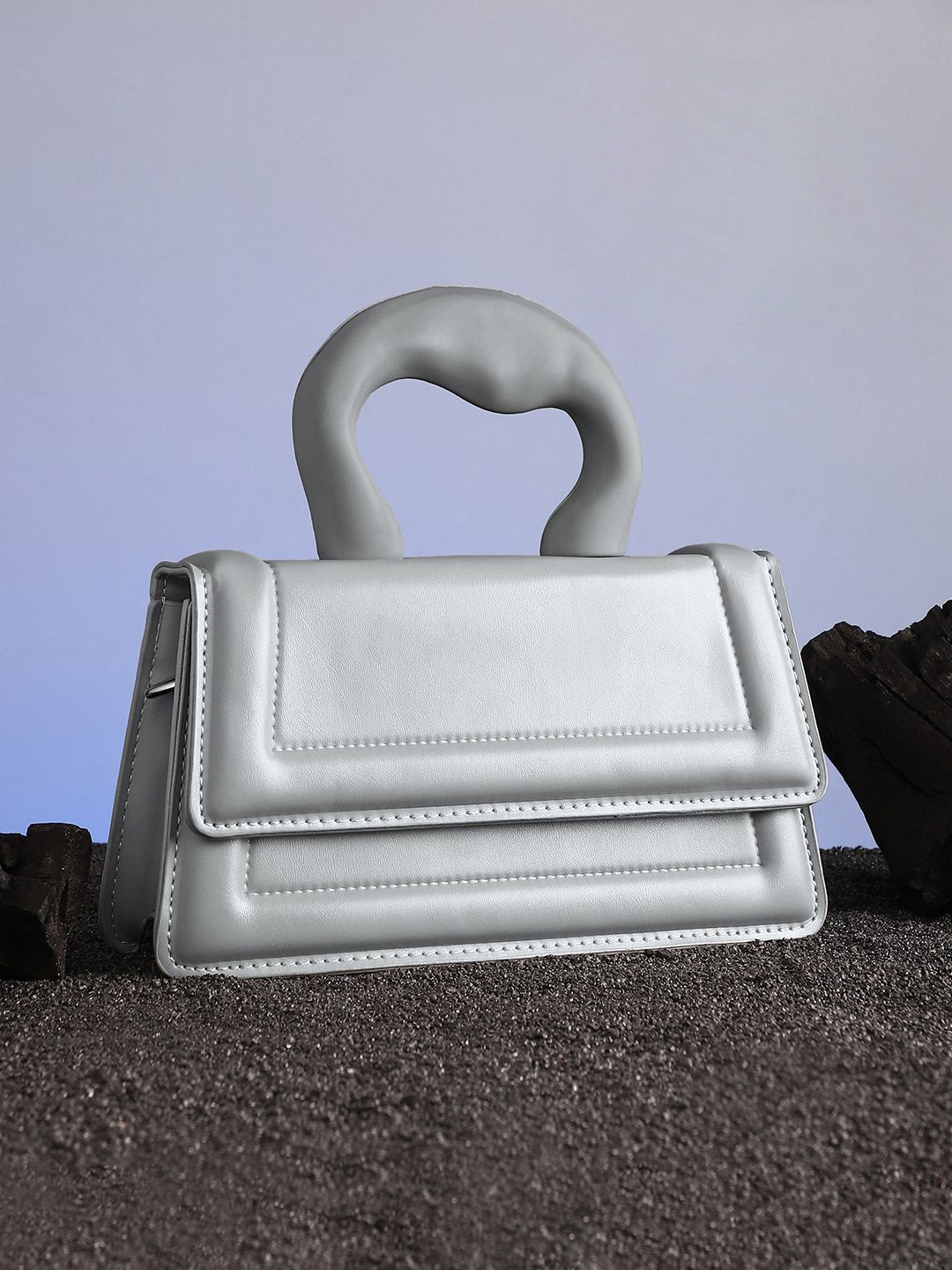 

HAUTE SAUCE by Campus Sutra Leather Swagger Shoulder Bag, Grey