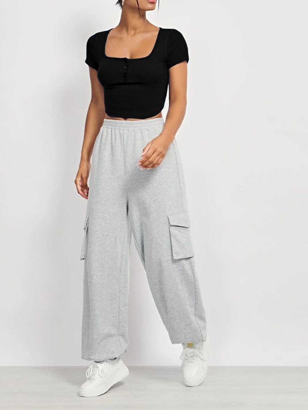 

StyleCast Women Solid Square Neck Top, Black
