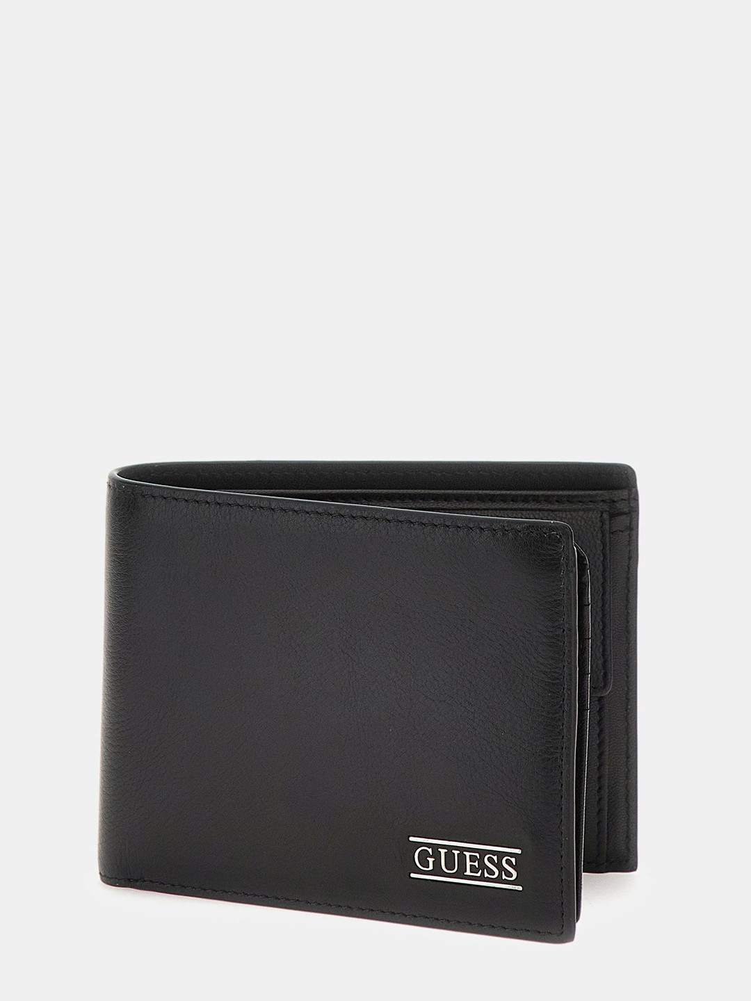 

GUESS Men Leather Two Fold Wallet, Black