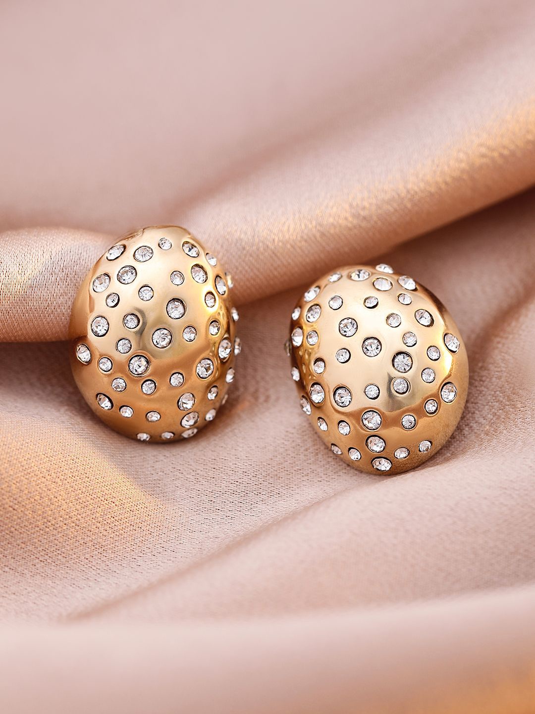 

Rubans 18KT GoldPlated Stainless Steel Tarnish-Free Waterproof Stud Earrings with Crystals, Gold