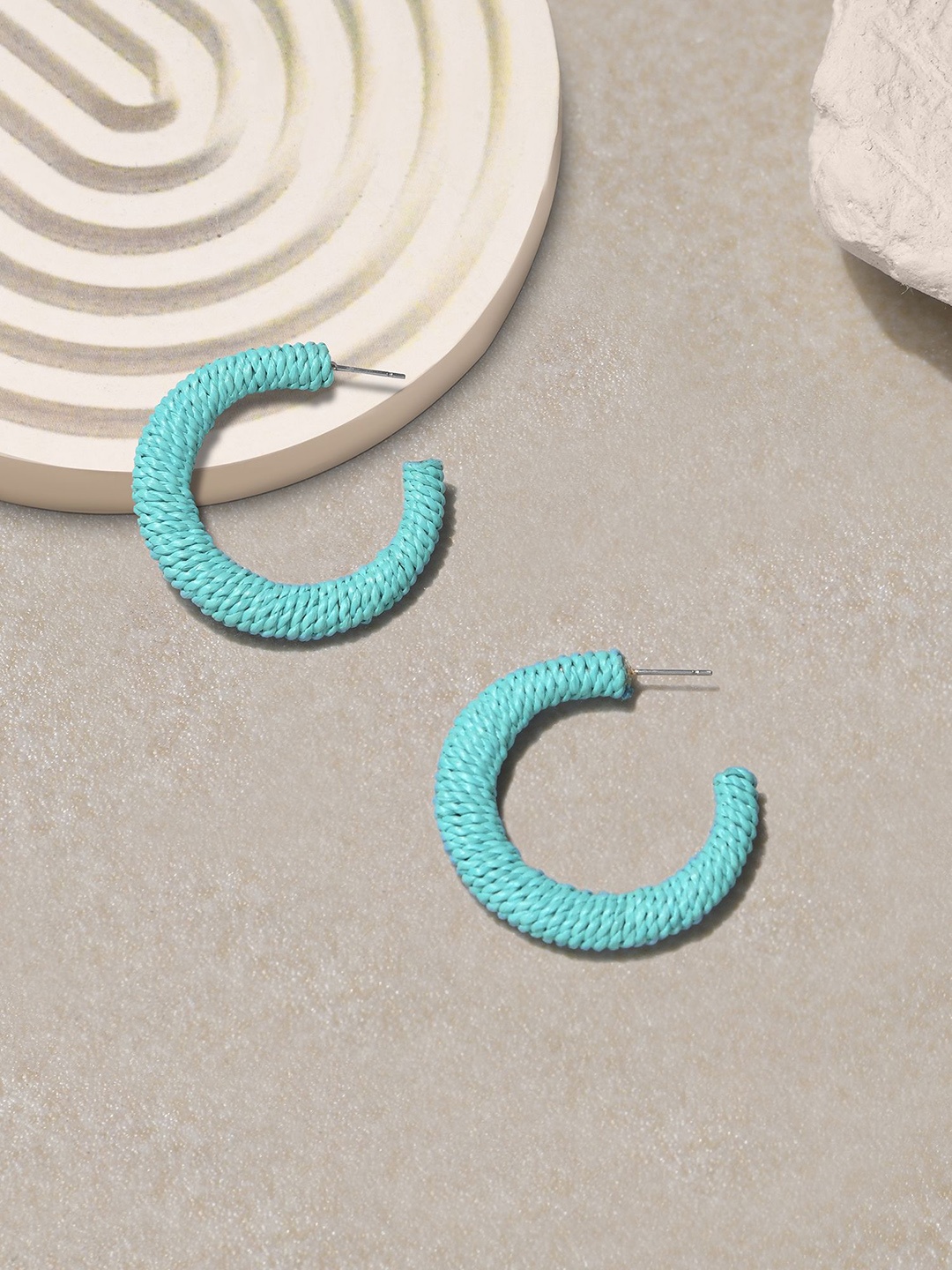 

Accessorize London Circular Half Hoop Earrings, Turquoise blue