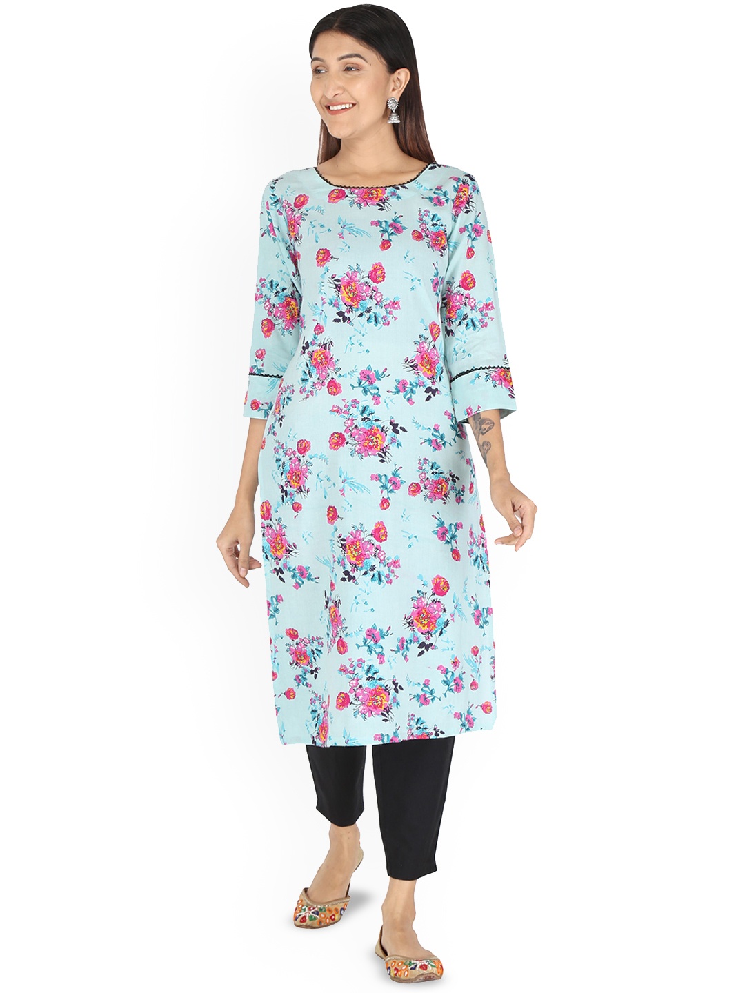 

AYAT COLLECTION Women Floral Printed Kurta, Blue