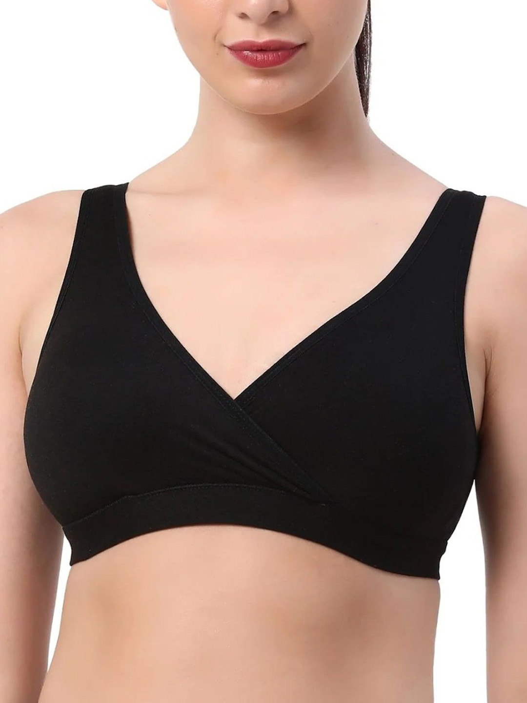 

DressBerry Non Padded Non Wired Lounge Bra with Removable Cups, Black