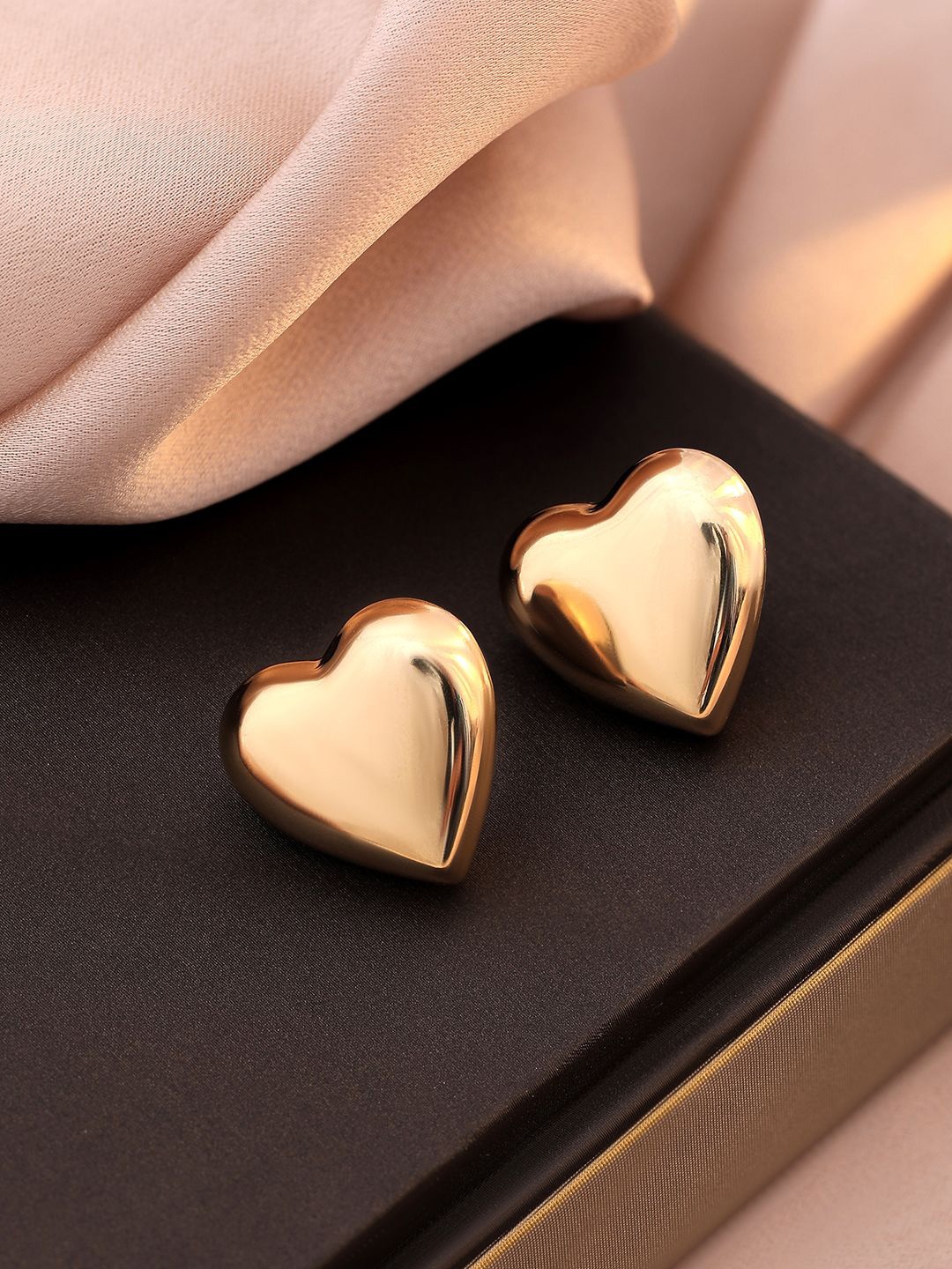 

Rubans 18KT Gold Plated Stainless Steel Tarnish-Free Waterproof Heart Stud Earrings