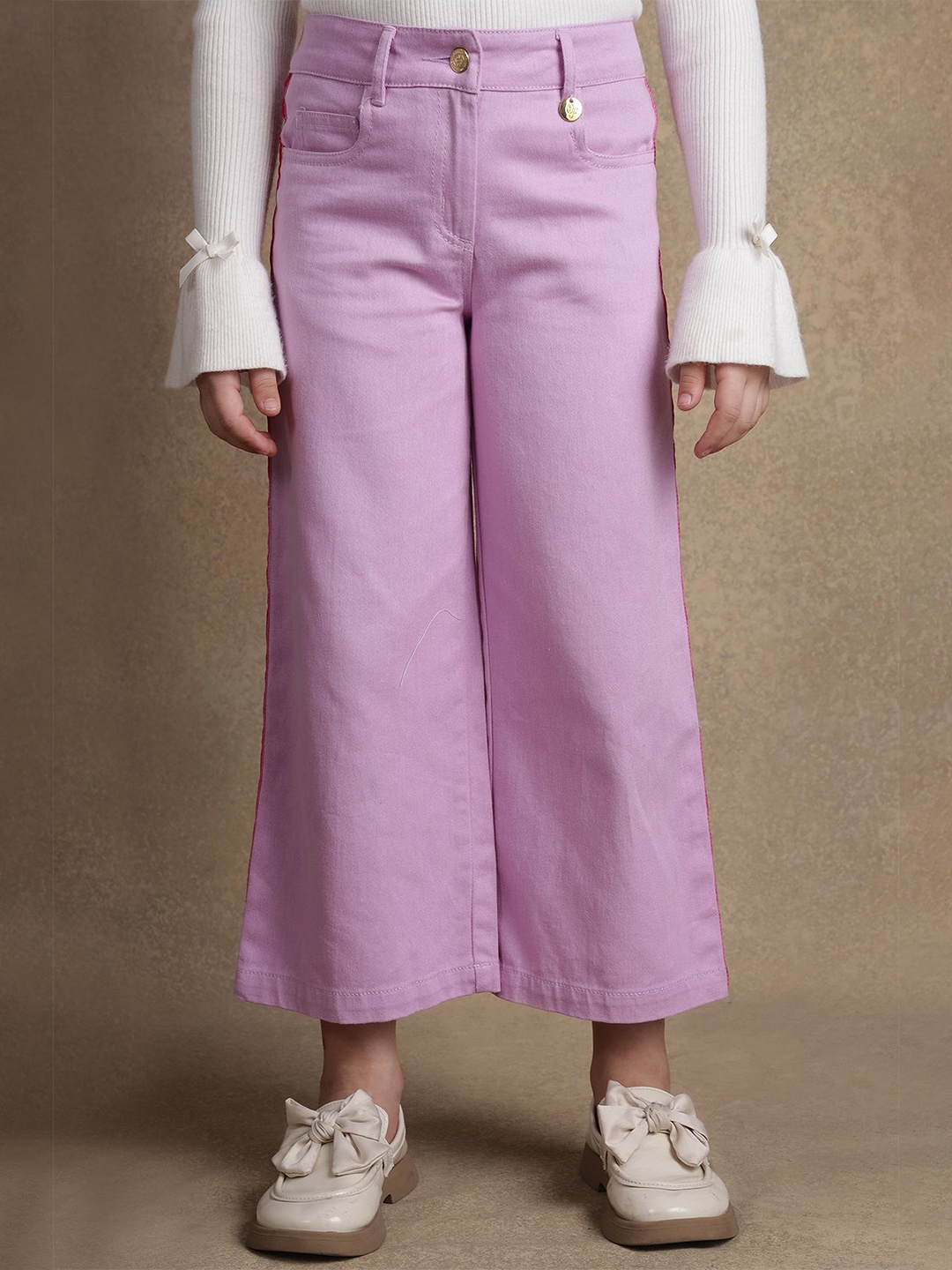 

One Friday Girls Smart Bow Detailed Cropped Trousers, Lavender