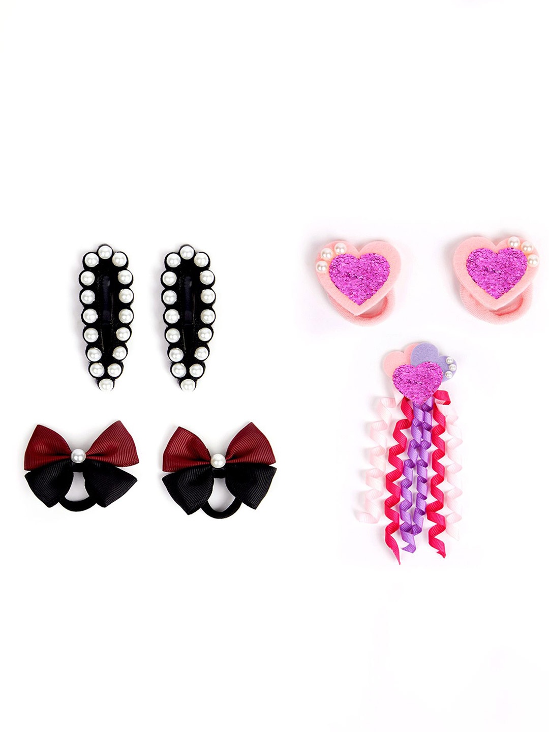 

RIBBON CANDY Set Of 7 Girls Embellished Hair Accessory, Pink