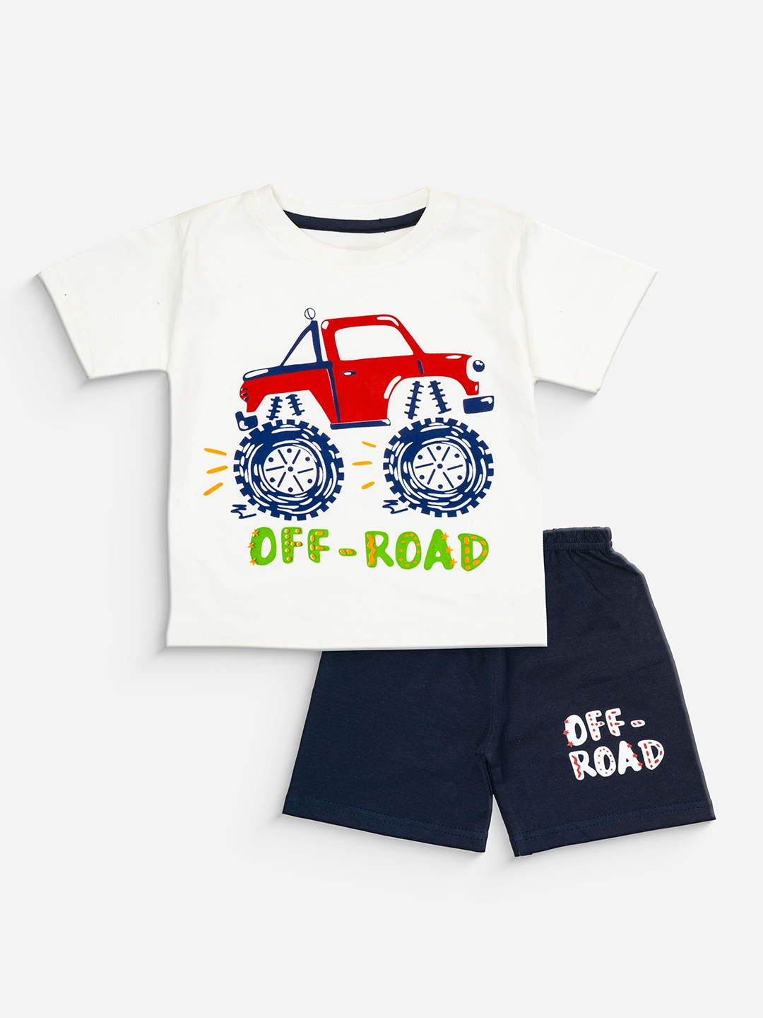 

BAESD Boys Printed Pure Cotton T-shirt With Shorts, White