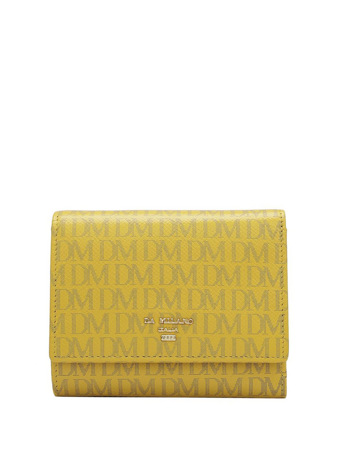 

Da Milano Women Textured Leather Three Fold Wallet, Yellow