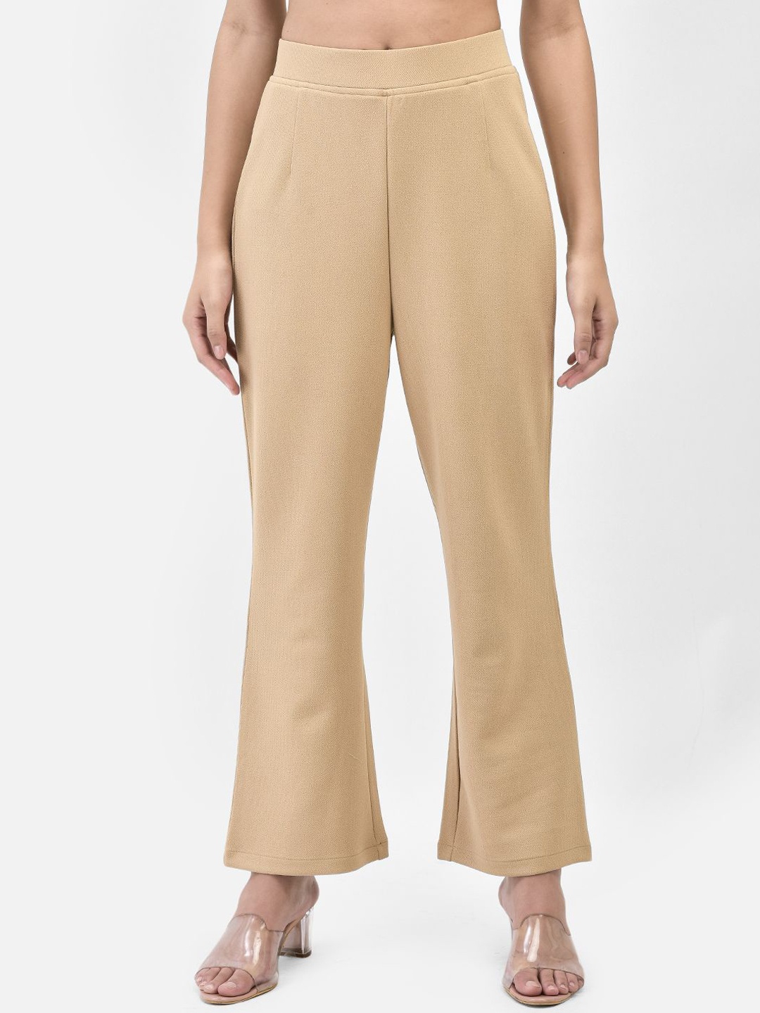 

FUTURO Women Relaxed Loose Fit High-Rise Trousers, Beige