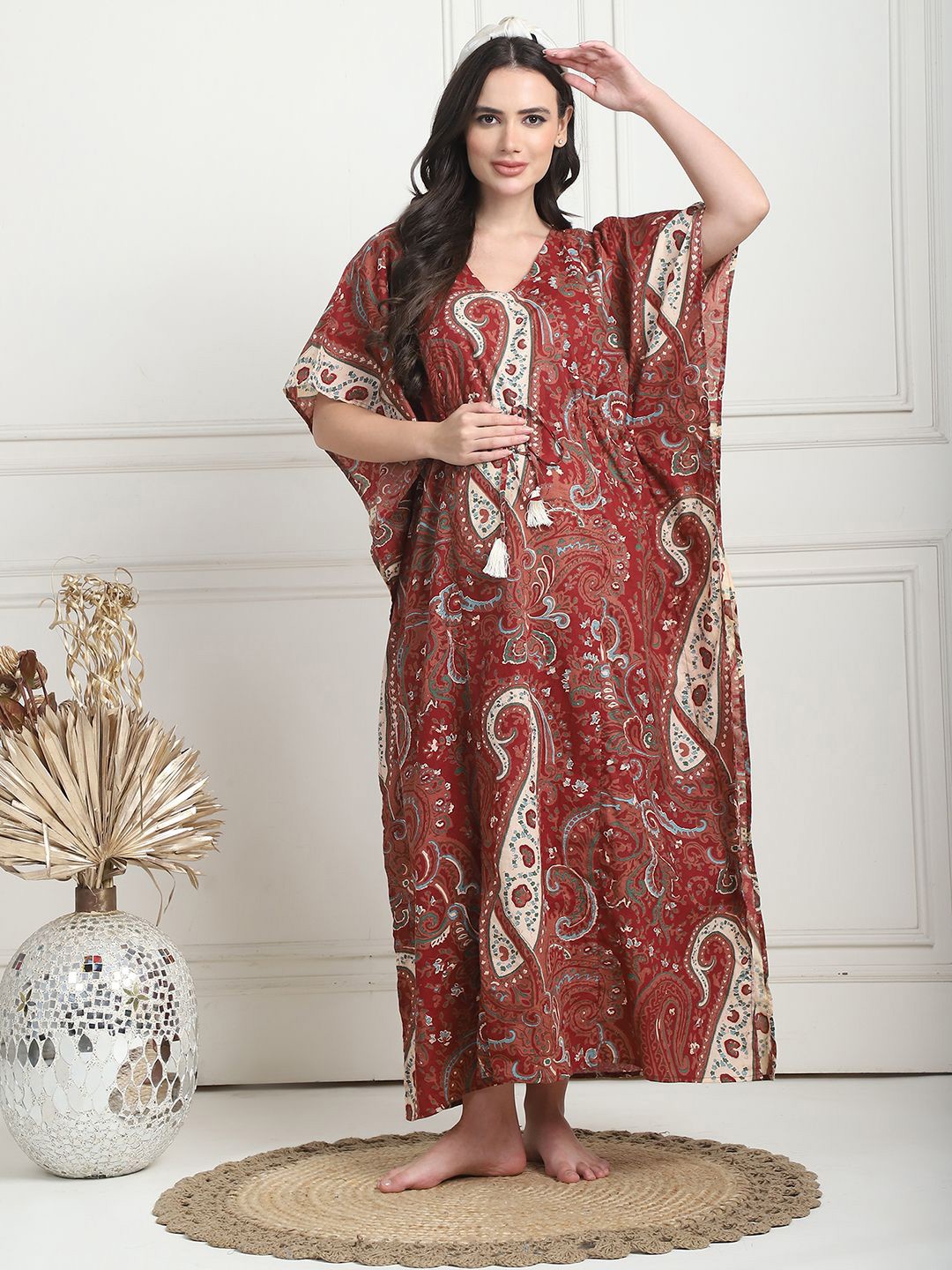 

Secret Wish Printed Maxi Nightdress, Maroon
