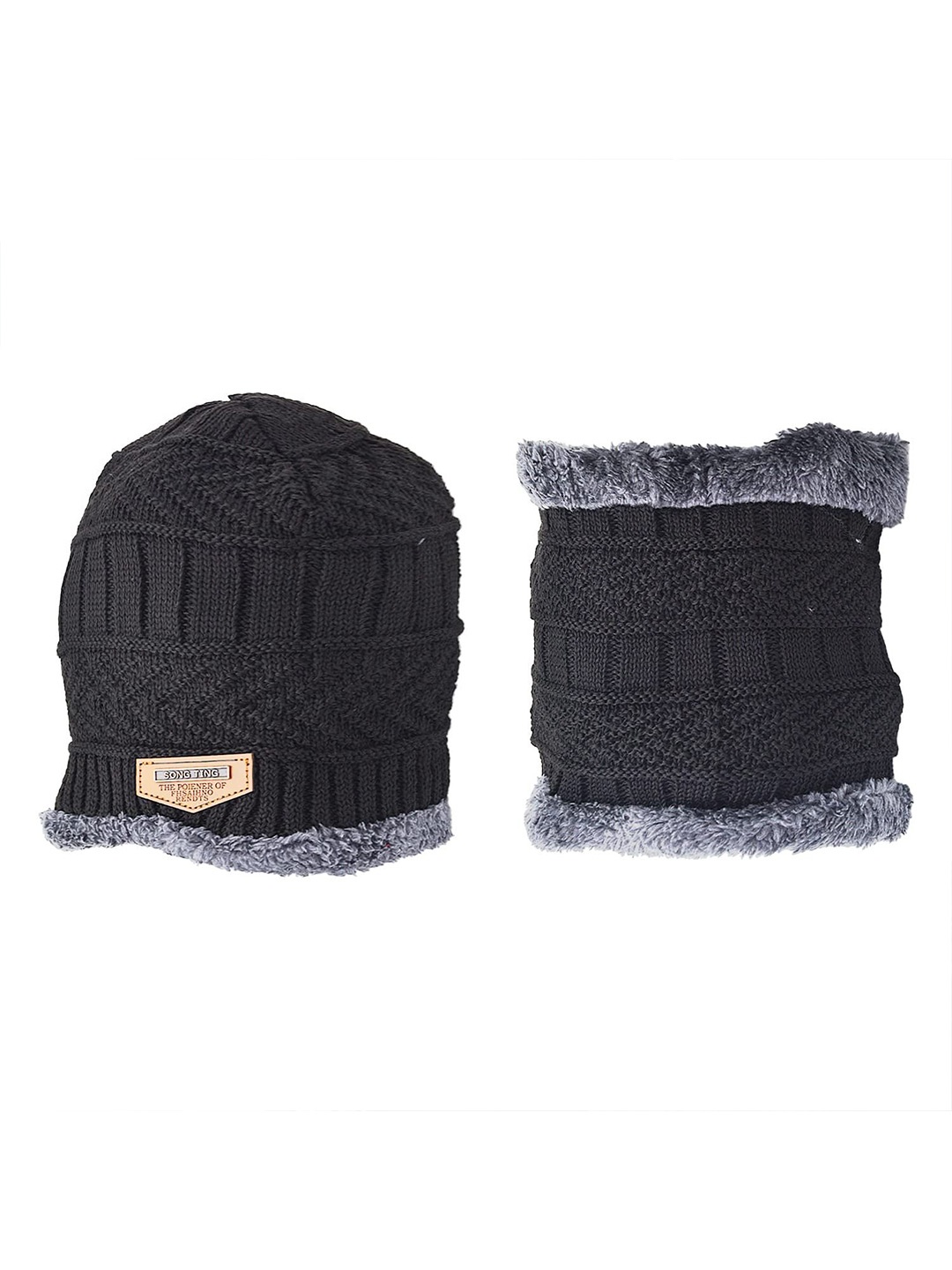 

SYGA Women Self Design Woollen Beanie, Black