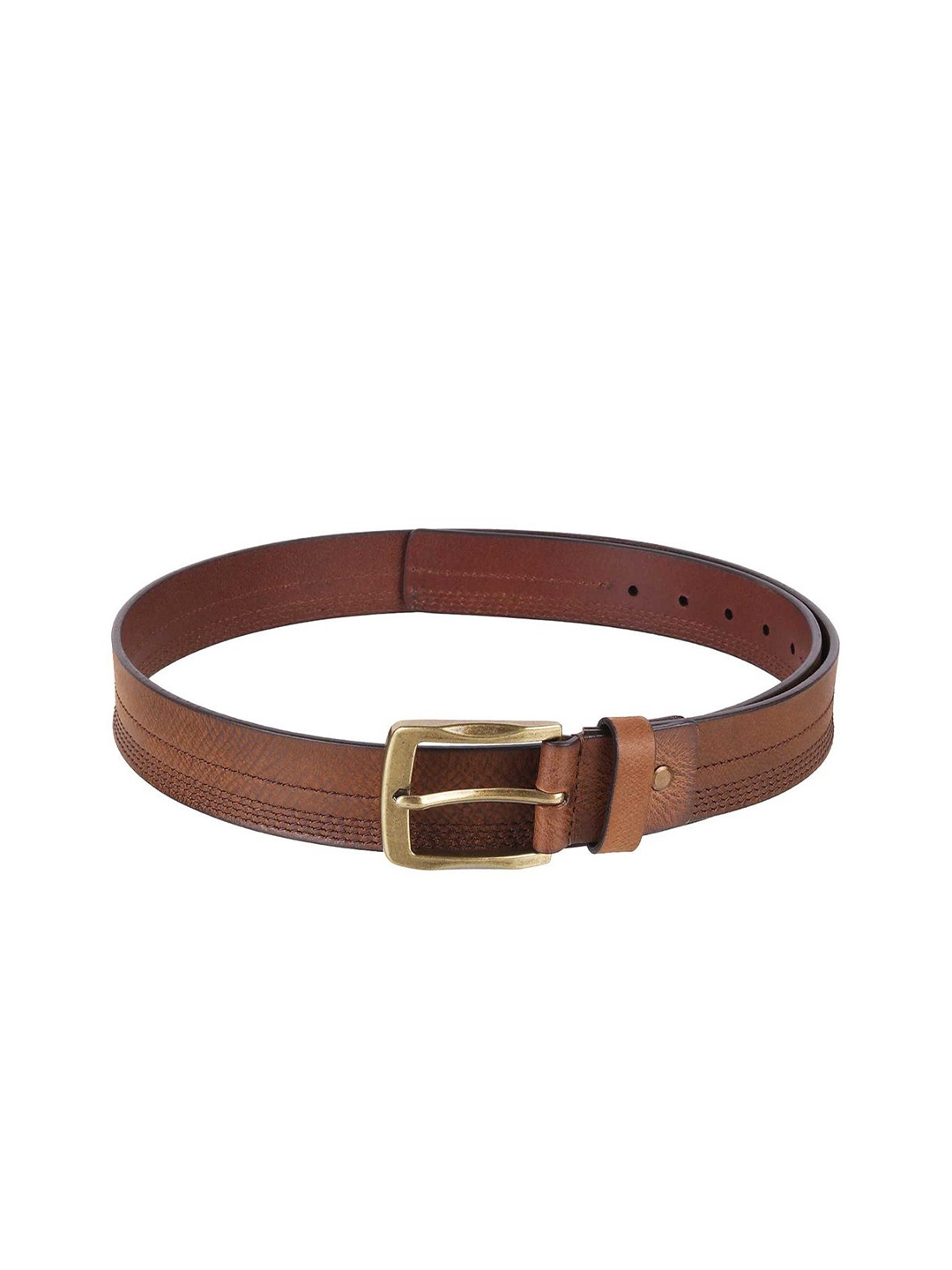

Mochi Men Textured Tang Closure Leather Belt, Tan