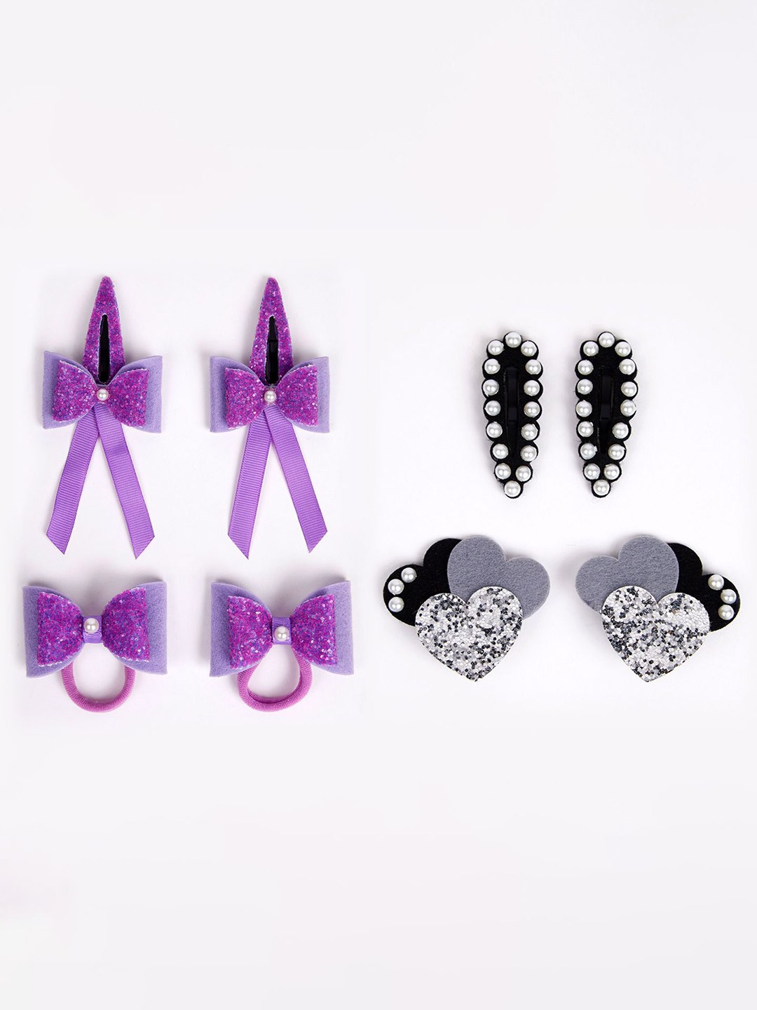 

RIBBON CANDY Set Of 8 Girls Embellished Hair Accessory, Purple