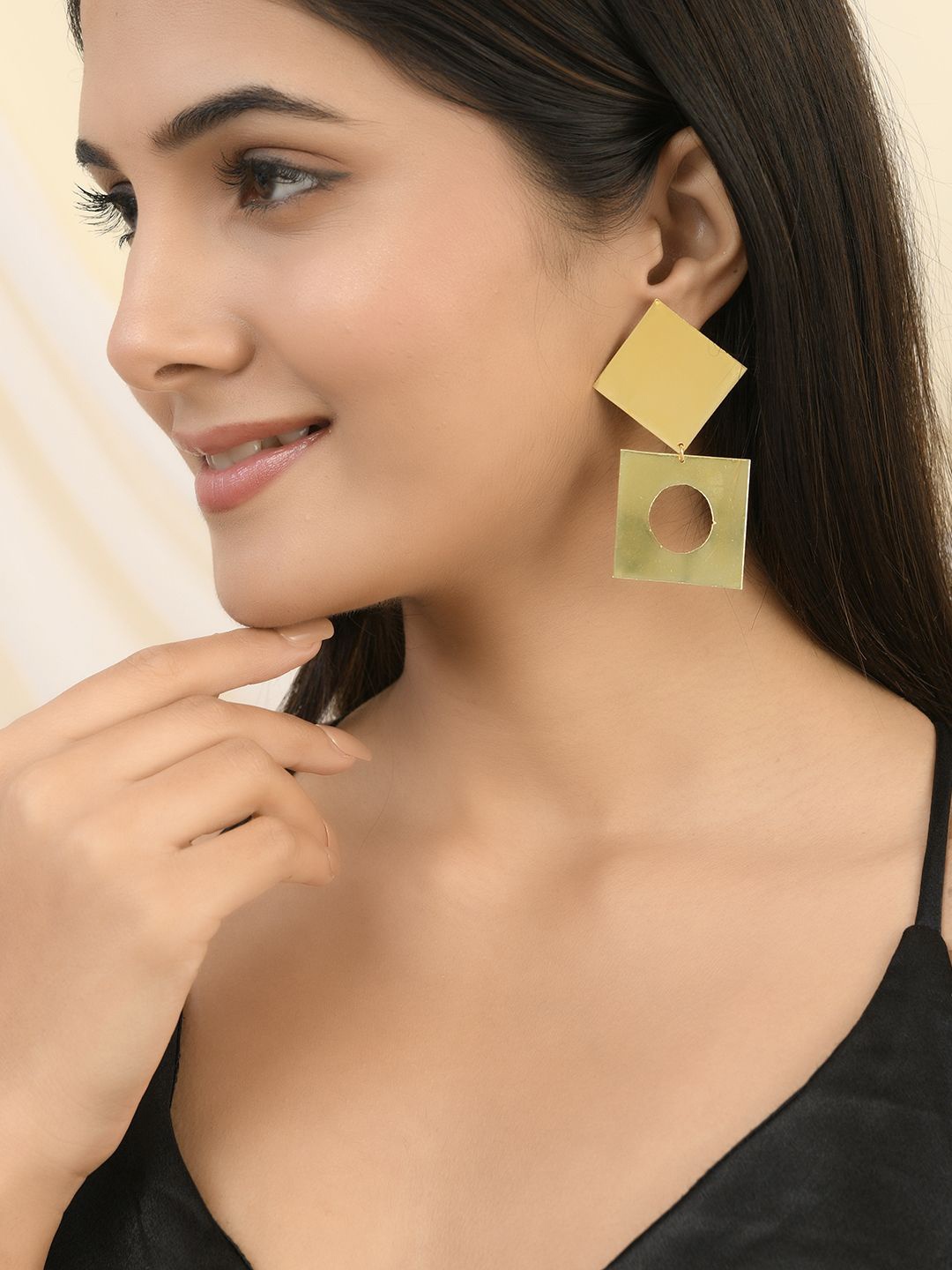 

Silvermerc Designs Gold-Plated Square Brass Drop Earrings