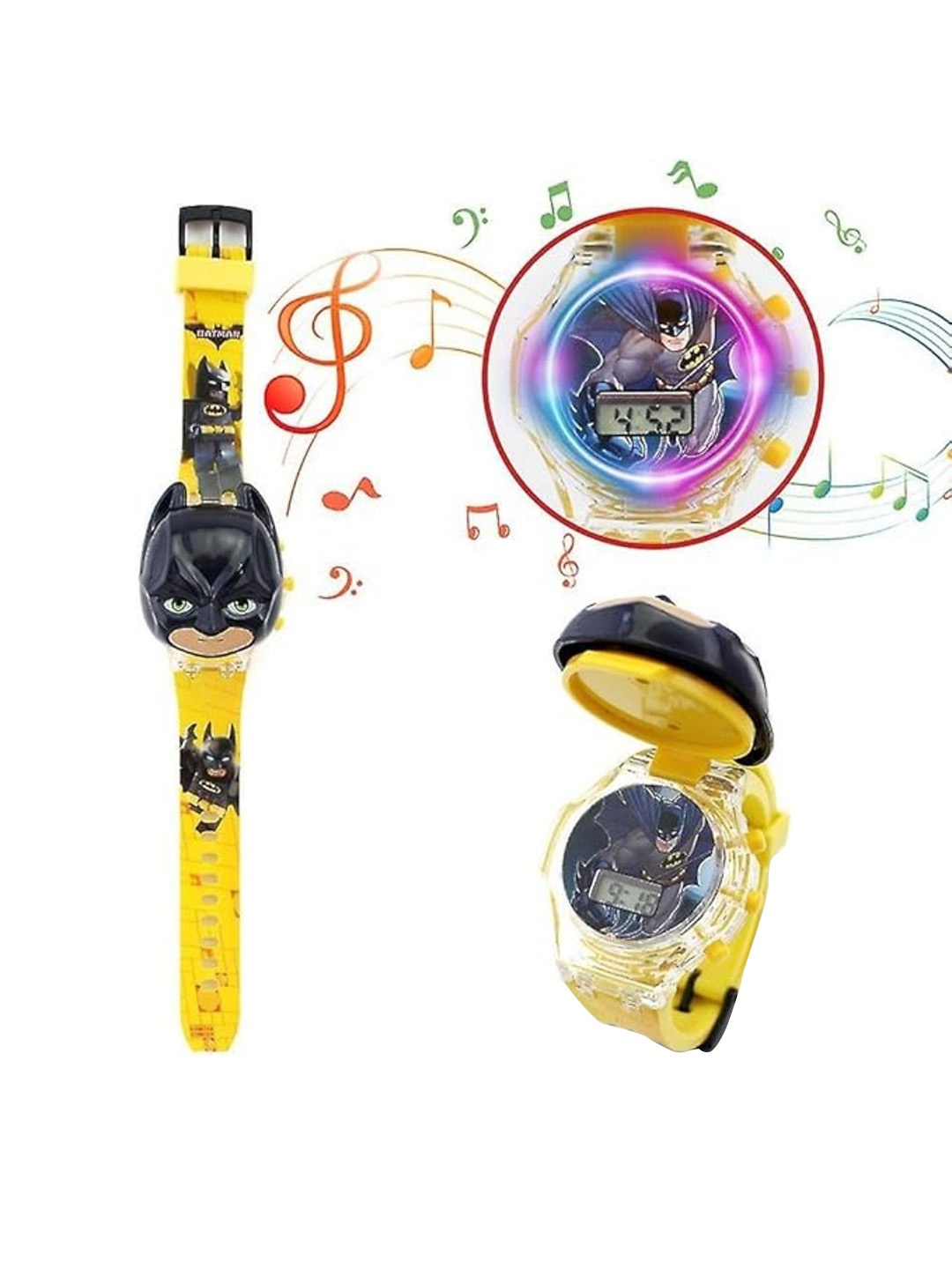 

SWADESI STUFF Unisex Kids Printed Dial & Straps Digital Multi Function Automatic Watch 3D BATMAN, Black