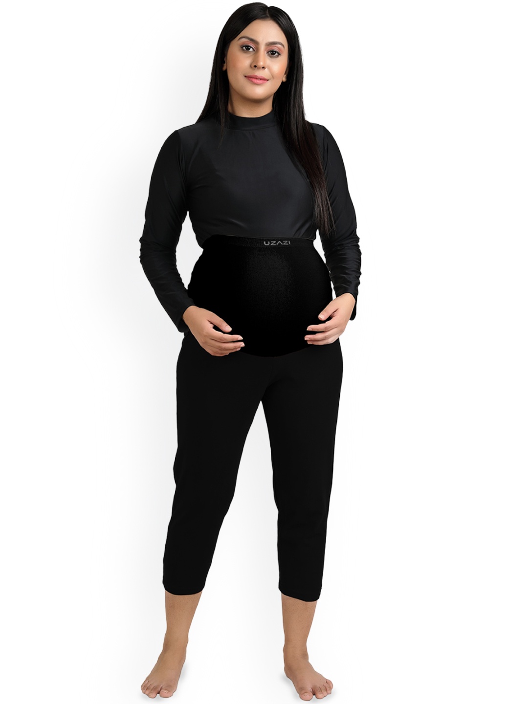 

Uzazi Three-Fourth Length Maternity Leggings, Black