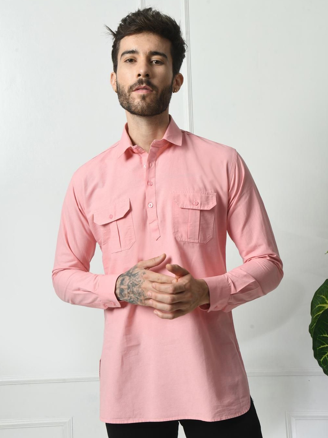 

PEBCO Men Classic Slim Fit Opaque Casual Shirt, Pink