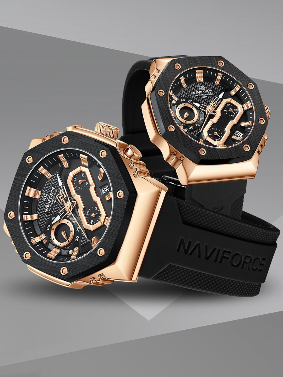 

Naviforce Men Dial & Straps Analogue Multi Function Watch NF8035 RGBB Couple, Rose gold