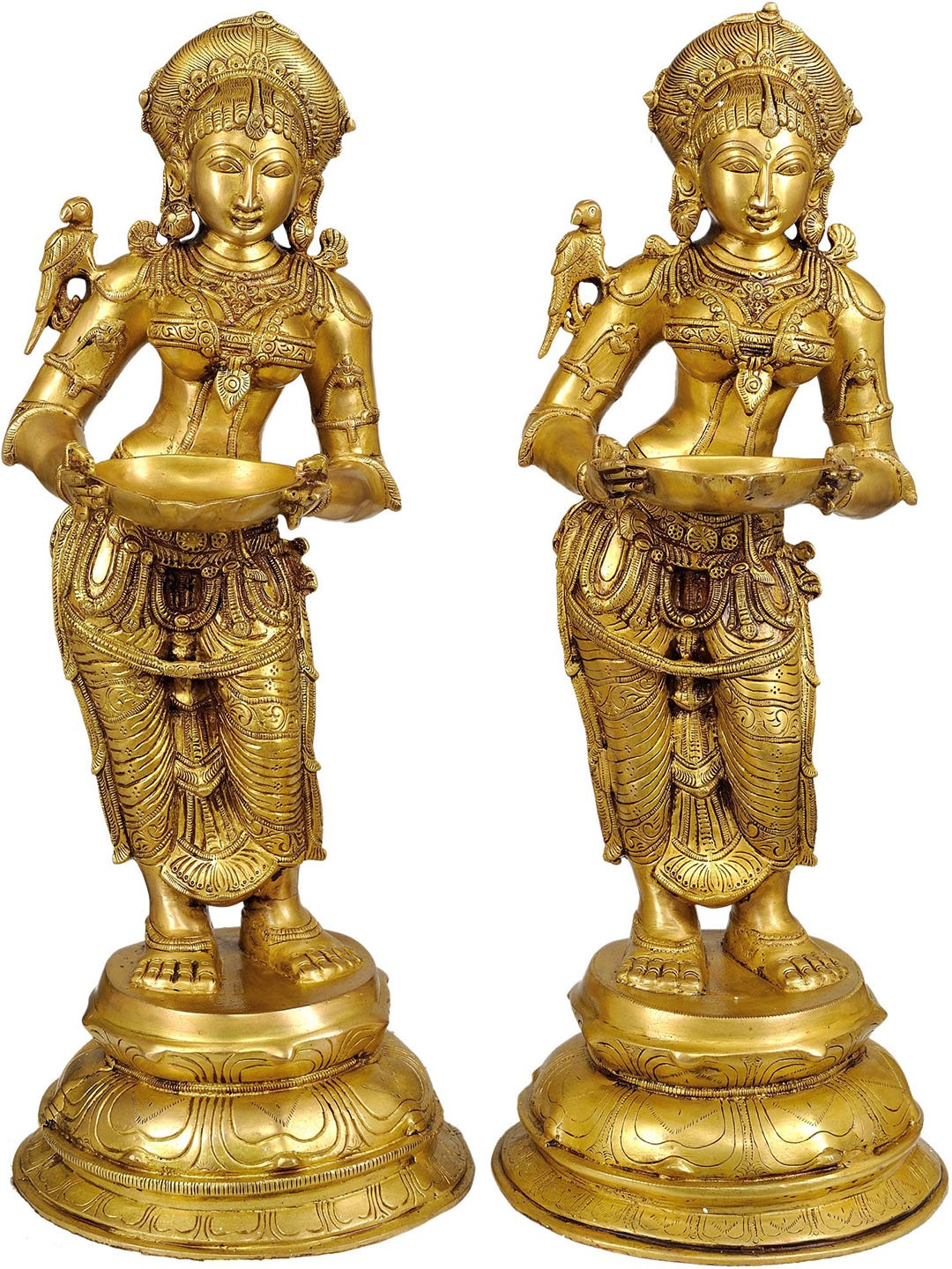 

Exotic India Gold Toned 2 Pieces Brass Deeplakshmi
