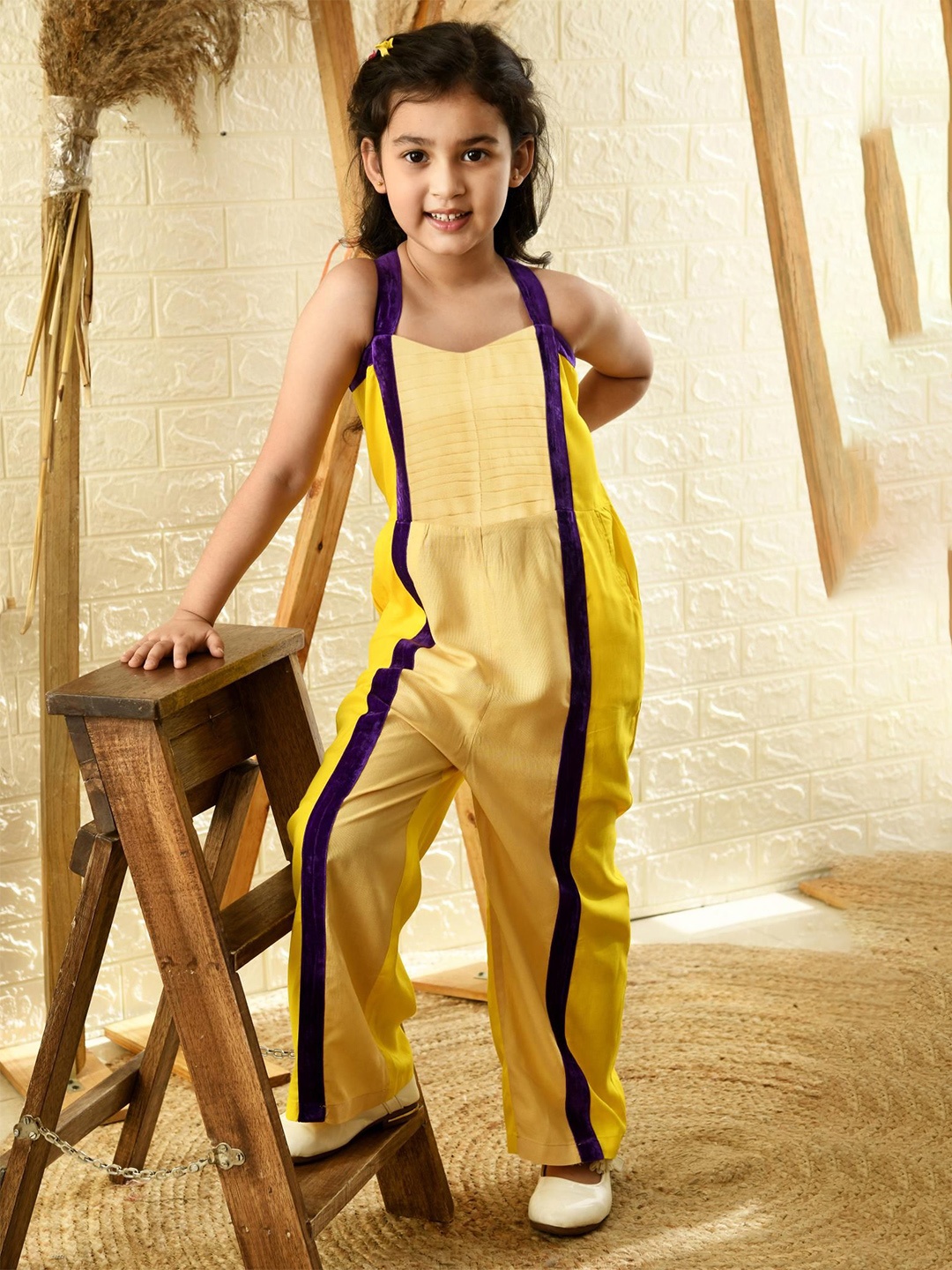 

RANJ Girls Basic Jumpsuit, Yellow