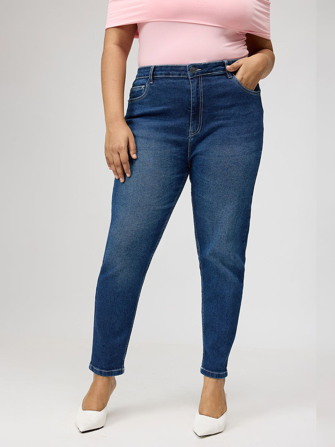 

FREAKINS Women Cotton Skinny Fit High-Rise Jeans, Blue