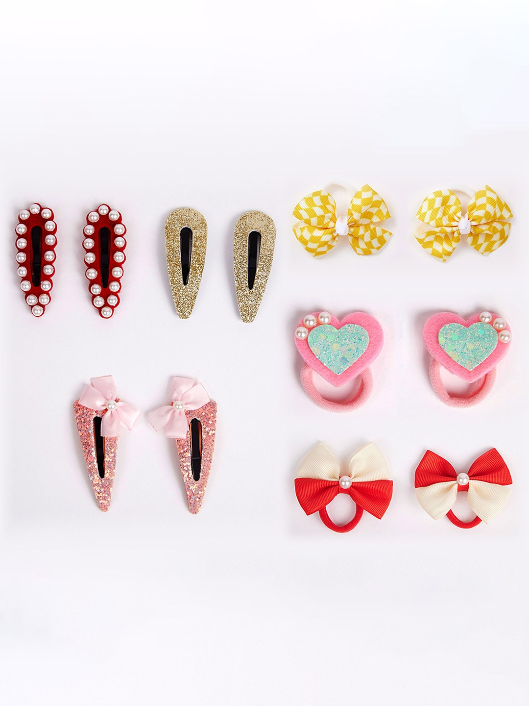 

RIBBON CANDY Set Of 12 Girls Embellished Hair Accessory, Red