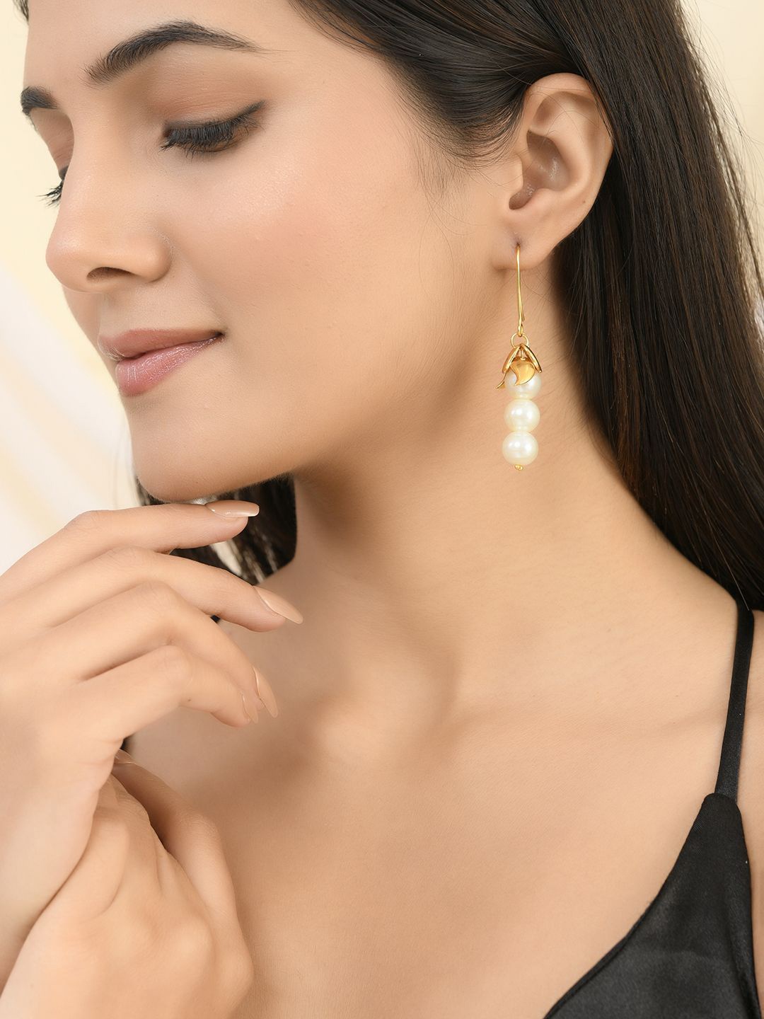 

Silvermerc Designs Gold-Plated Pearl Beaded Drop Earrings