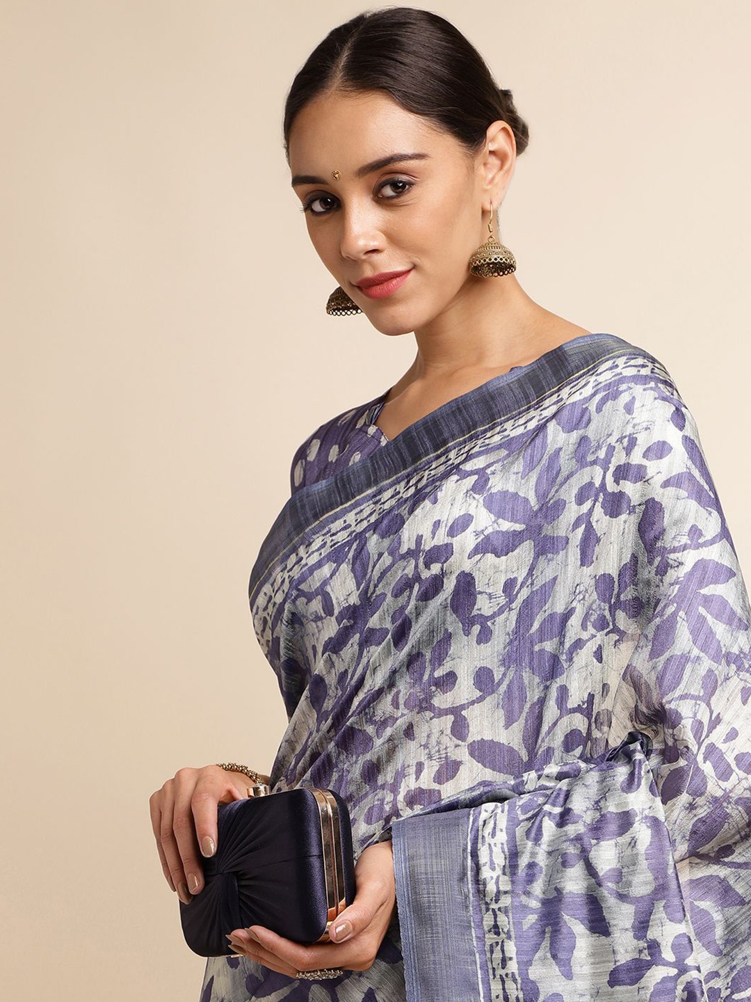 

DOI MOI Floral Zari Saree, Blue