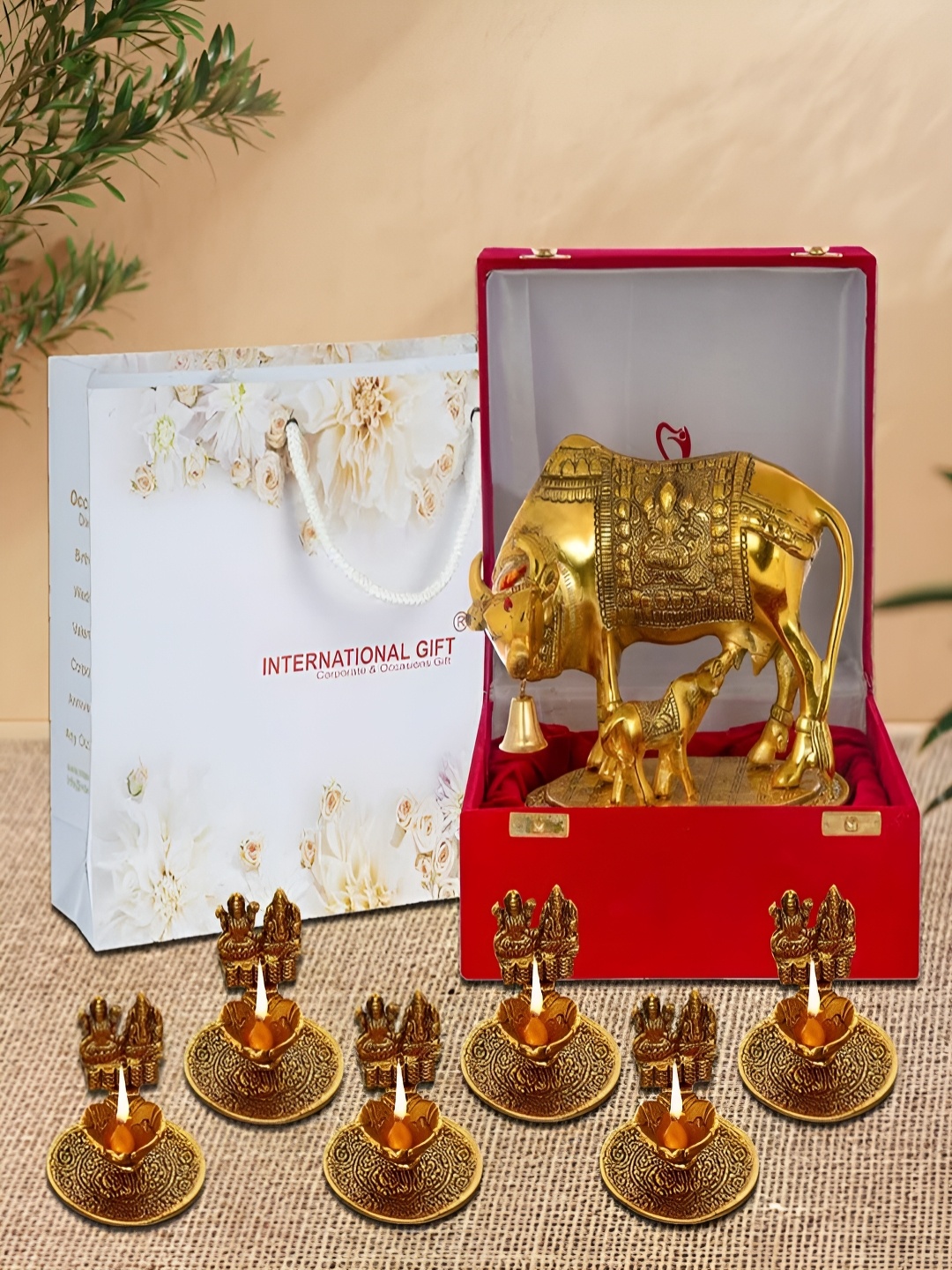 

INTERNATIONAL GIFT 7Pcs Bronze & Red Home Gift Sets