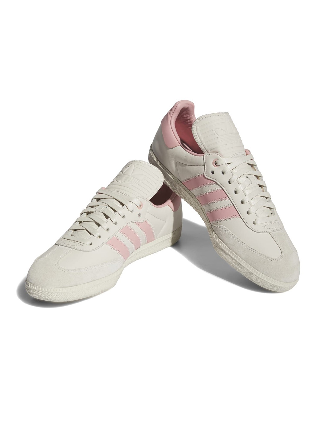 

ADIDAS Originals Unisex HUMANRACE SAMBA Striped Leather Sneakers, Off white