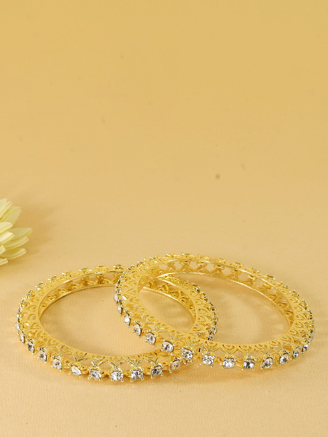

LAVAZZA Set Of 2 Zircon Diamond Studded Bangles, Gold
