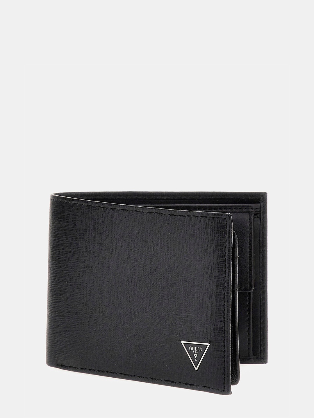 

GUESS Men Leather Two Fold Wallet, Black