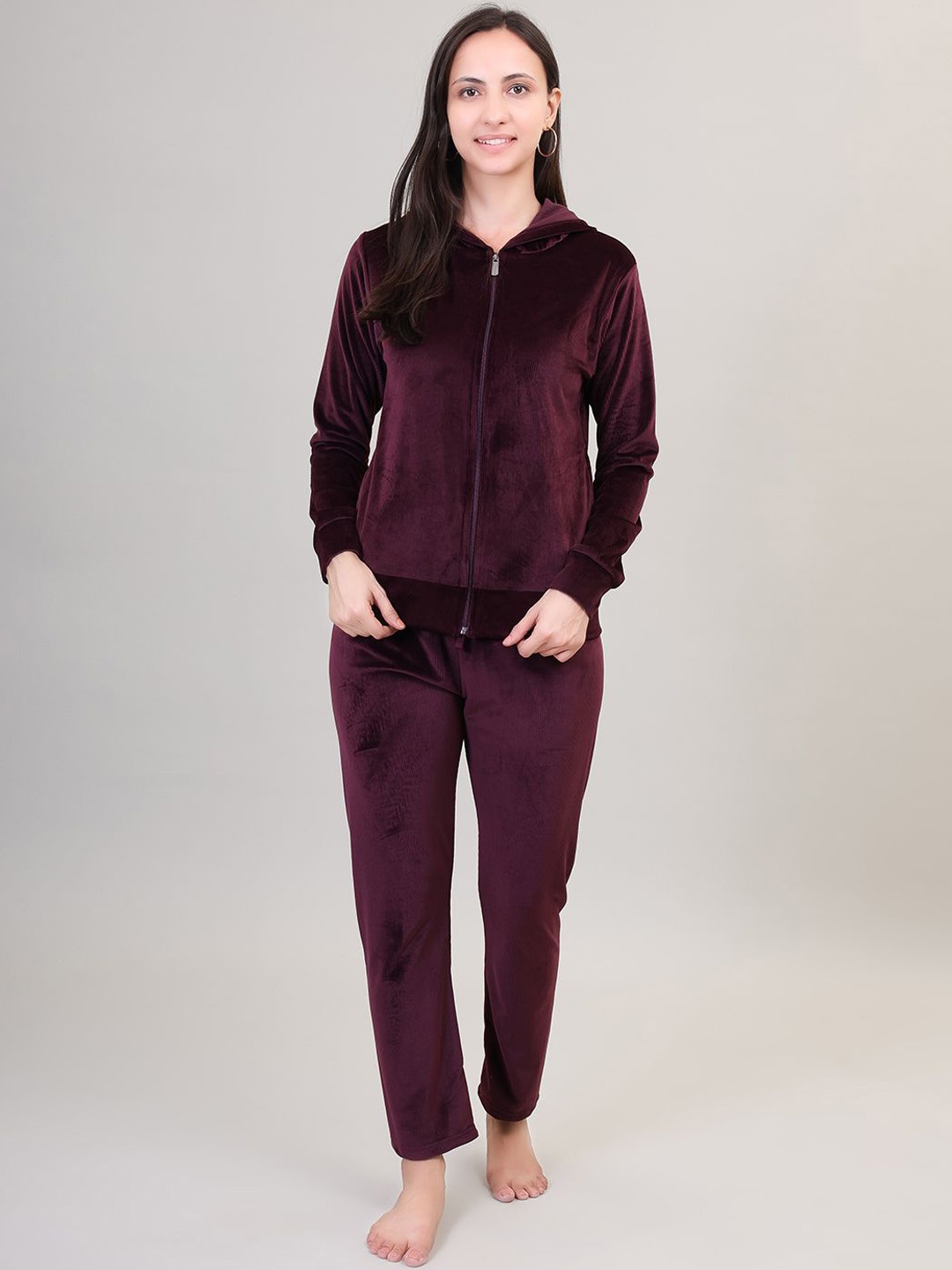 

Camey Women Solid Night suit, Brown