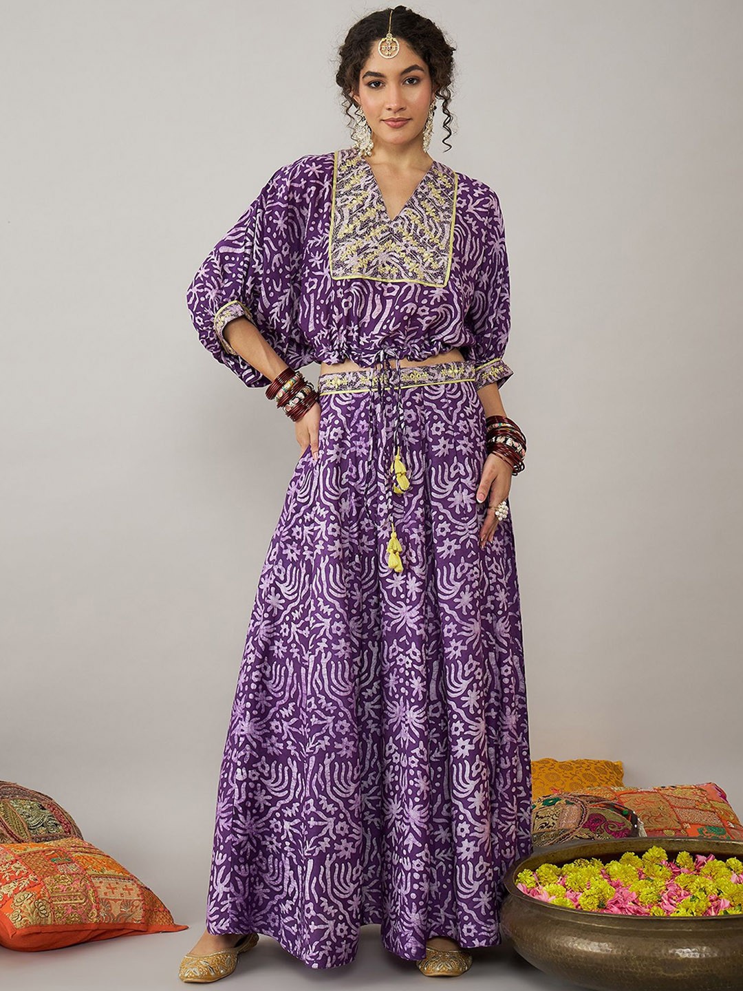 

STADO Women Regular Kurta with Skirt, Purple