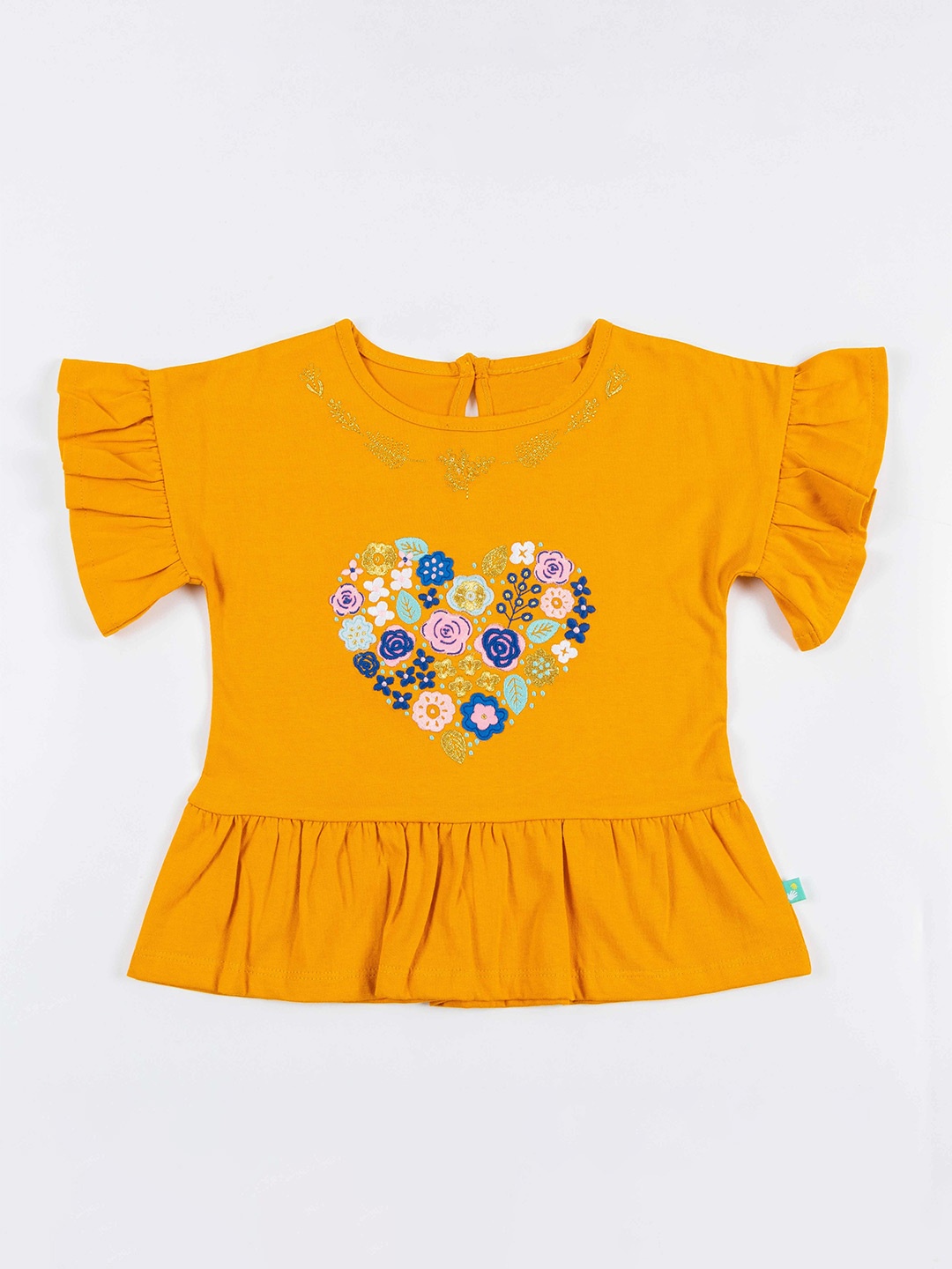 

BAESD Girls Floral Printed Round Neck Top, Gold