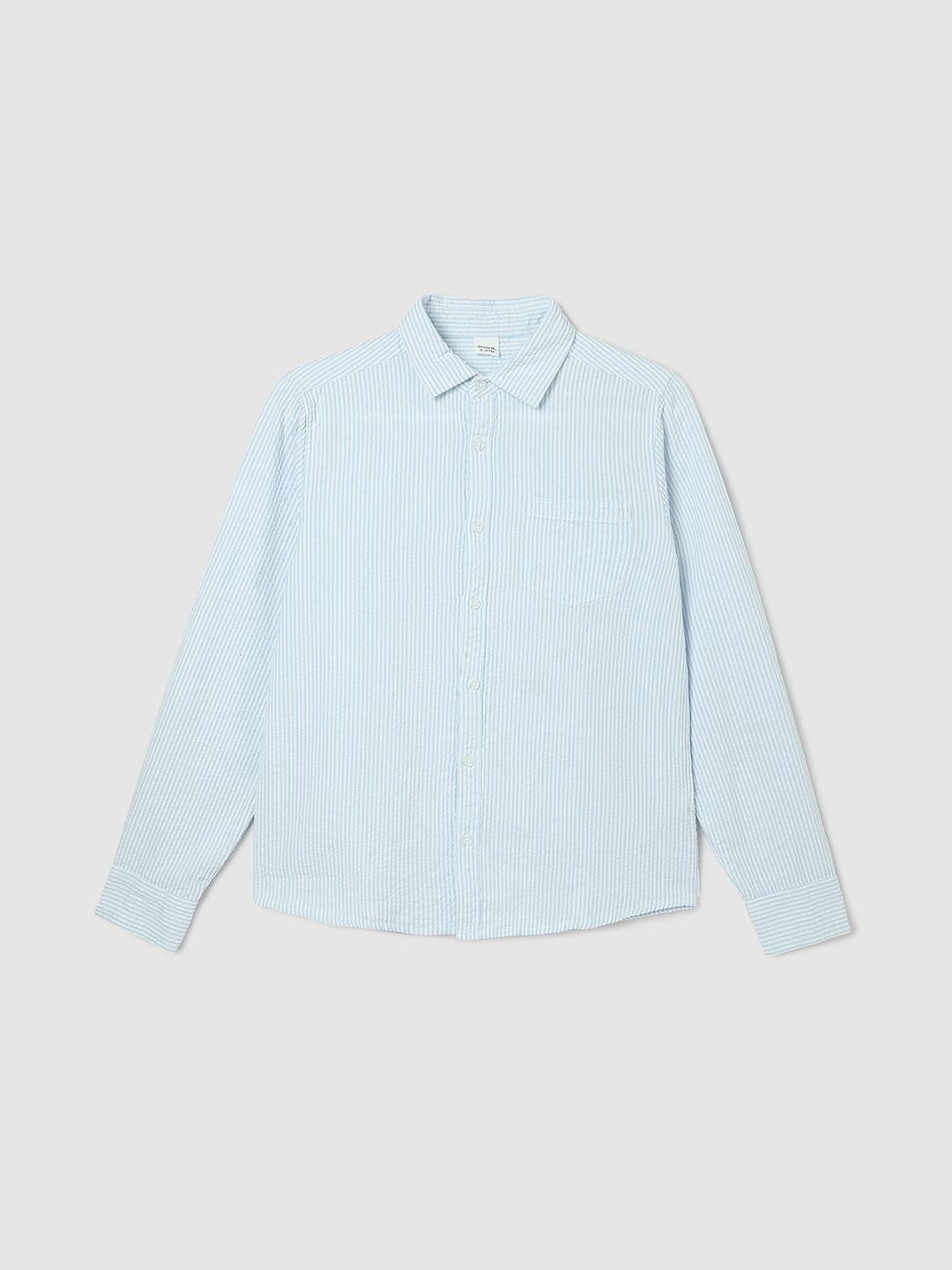 

max Boys Spread Collar Striped Cotton Casual Shirt, Blue