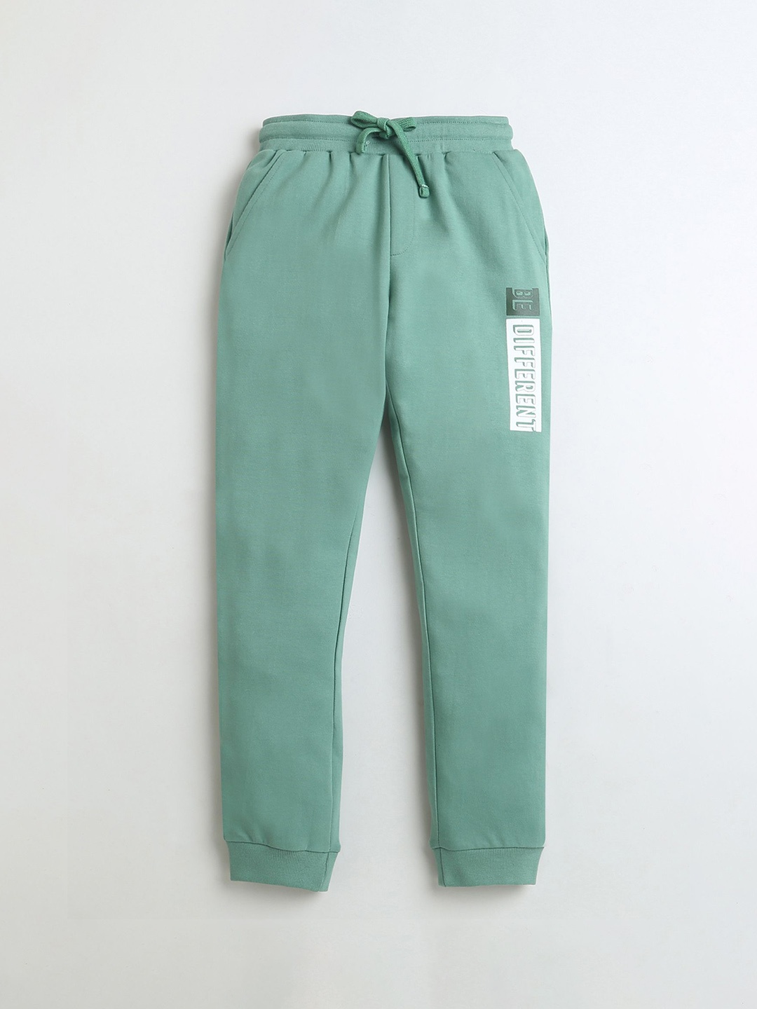 

BUMZEE Boys Printed Cotton Mid-Rise Joggers, Teal