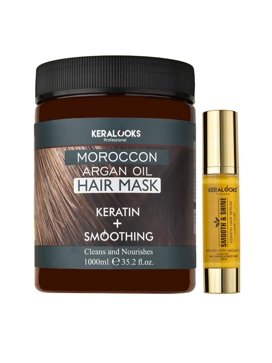 

Keralooks professional Moroccon Argan Oil Hair Mask 1000ml & Argan Keratin Serum- 50ml, Brown