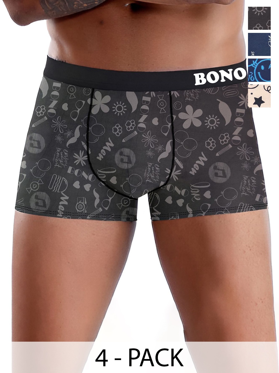 

DISPENSER Pack Of 4 Printed Breathability Trunks V6-C8-C9-C10-C11-M, Black