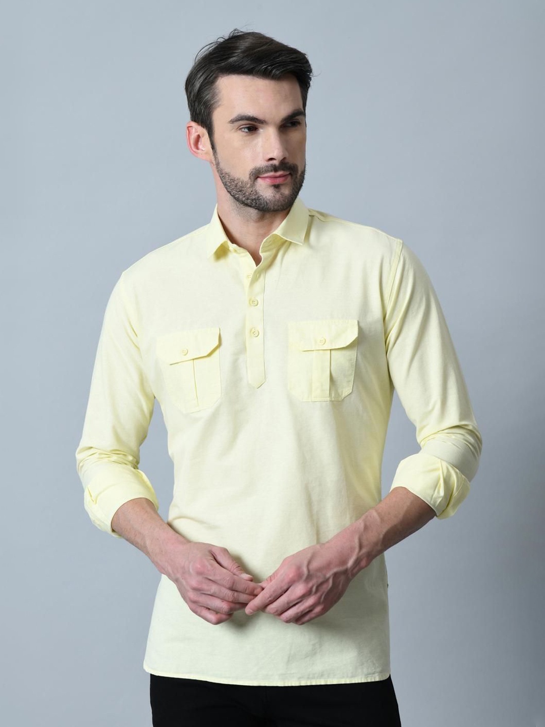 

PEBCO Men Classic Slim Fit Opaque Casual Shirt, Yellow