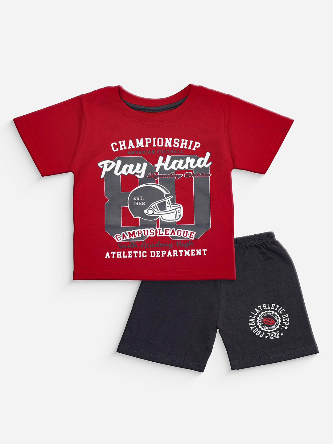 

BAESD Boys Printed Pure Cotton T-shirt With Shorts, Red