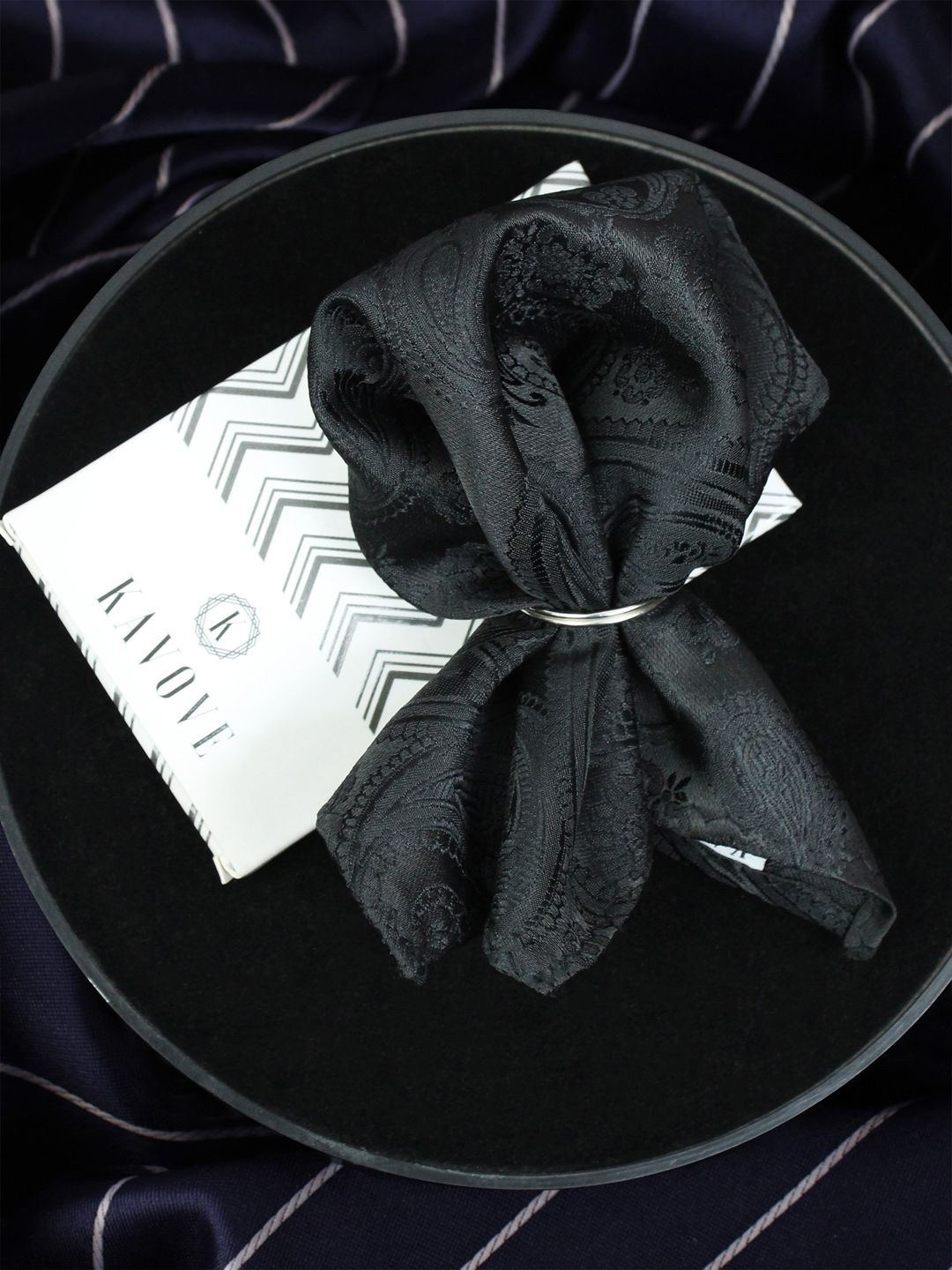 

Kavove Printed Pocket Squares, Black