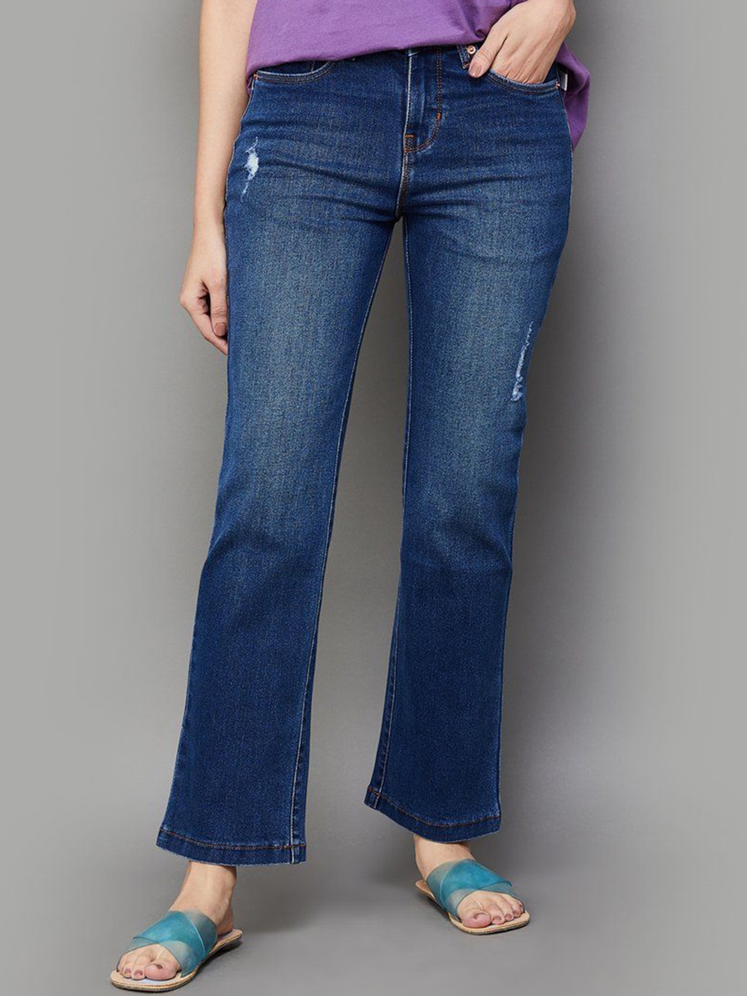 

Xpose Women Comfort Straight Fit High-Rise Stretchable Jeans, Navy blue