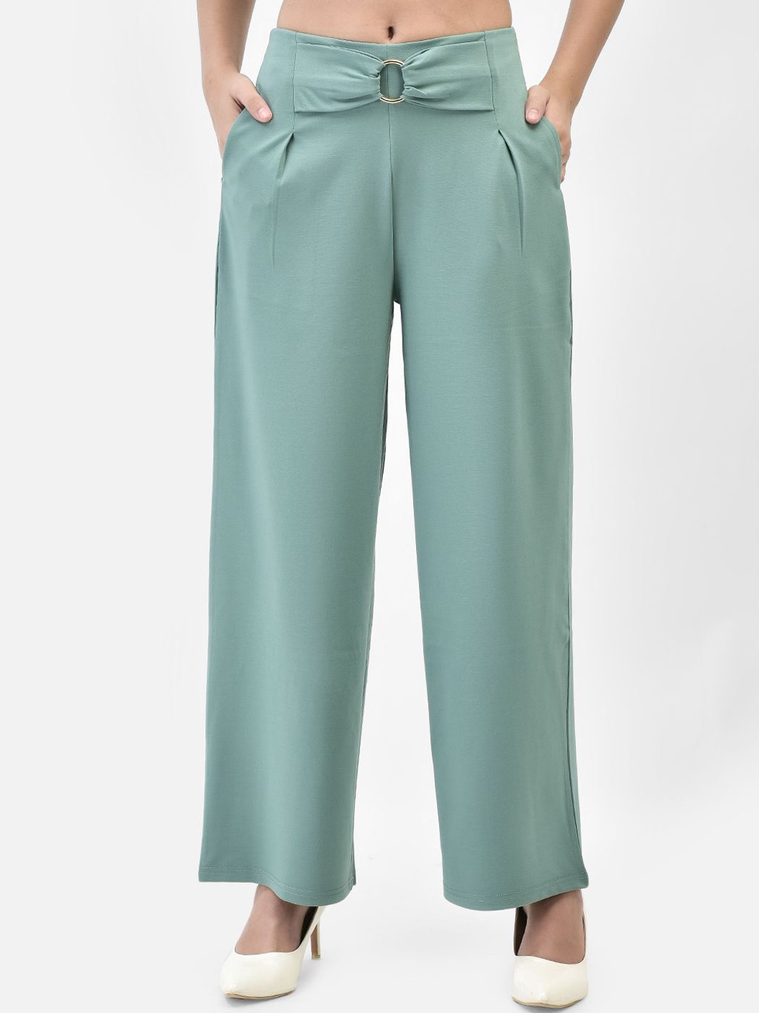 

FUTURO Women Relaxed Loose Fit Pleated Trousers, Olive