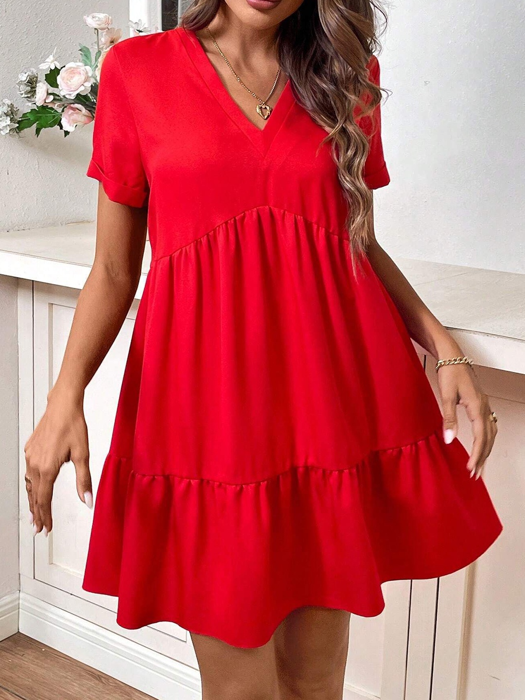 

StyleCast Solid Fit & Flare Mini Dress, Red