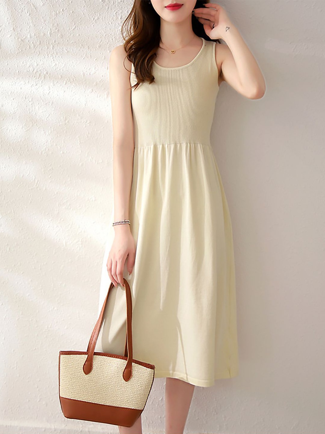 

StyleCast x Revolte Bodycon Midi Dress, Beige
