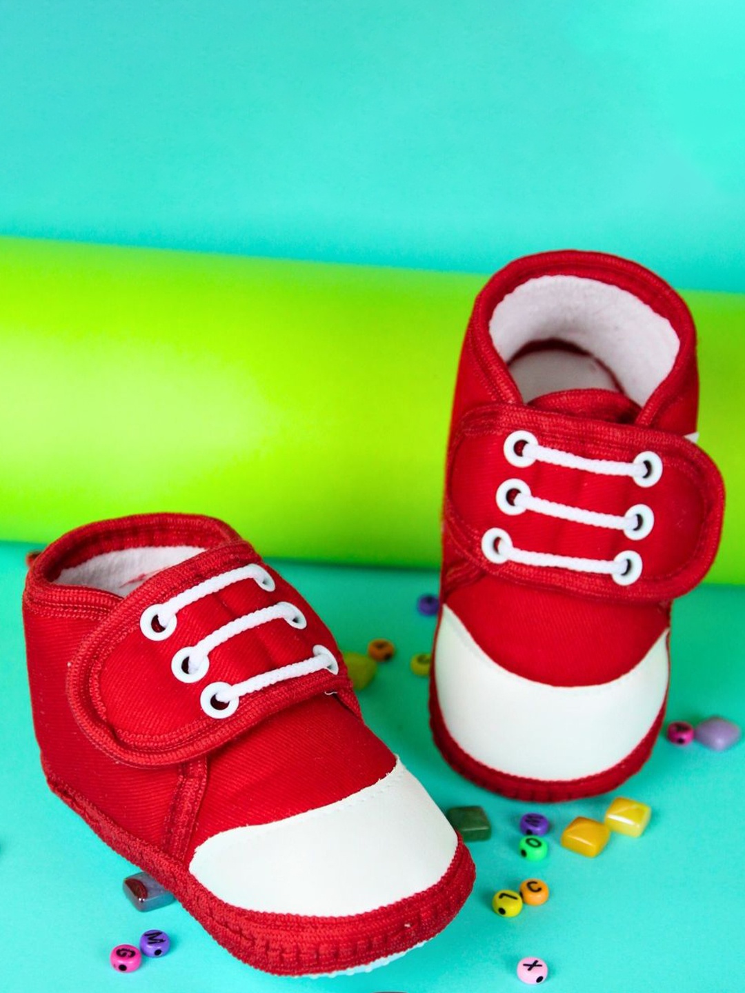 

NESKA MODA Unisex Kids Cotton Booties, Red