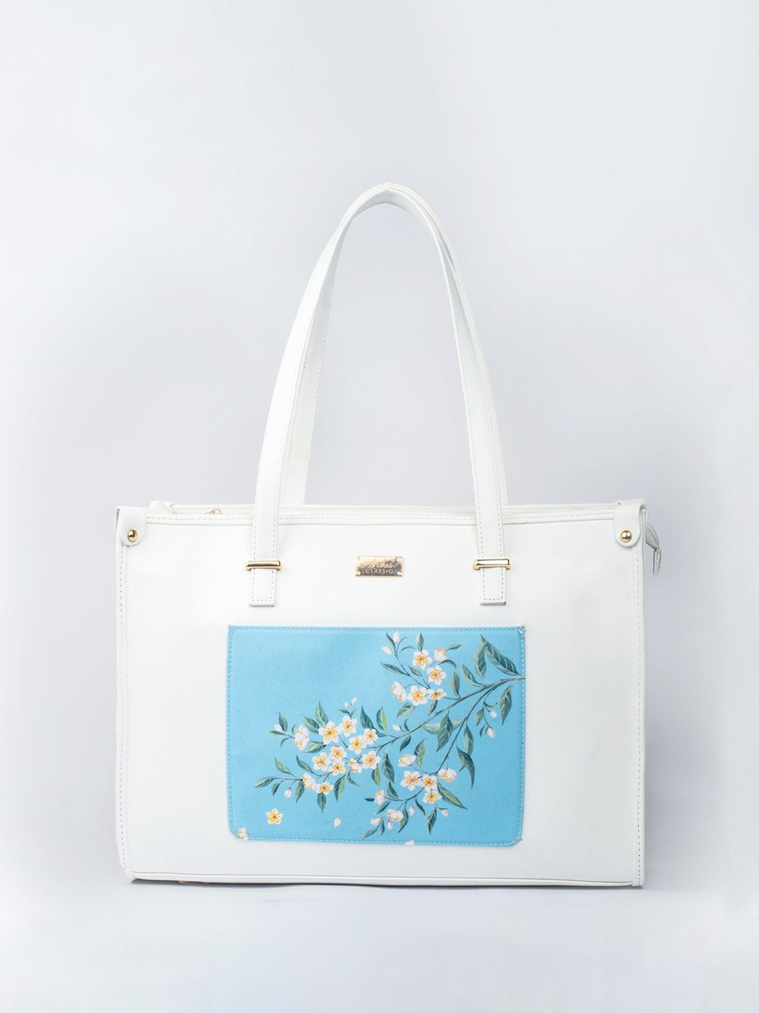 

Strokes by Namrata Mehta Printed PU Structured Tote Bag, White